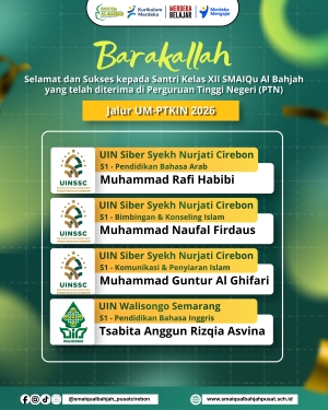 Selamat dan Sukses Santri SMA Islam Qur'ani Al-Bahjah Lolos UM-PTKIN 2026